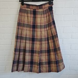 Vintage Plaid Pleated Skirt